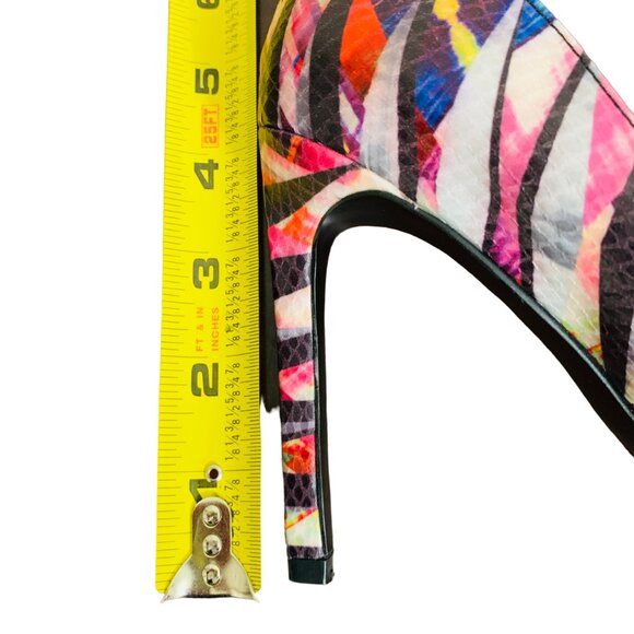 High Heels Stiletto Modern Setback Heel Pointed Toe Tatiana Multi Faux Snake 7M - Picture 9 of 10